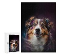 Rompecabezas para Adolescentes 300 PCS Space Australian Shepherd Rompecabezas para Adolescentes Juegos Relajantes Regalos para Mujeres Actividades Divertidas En Casa 300 PCS
