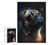 Rompecabezas para Adolescentes 300 PCS Space Pug Celestial Companion Rompecabezas para Adolescentes Mejora La Memoria Desafiante De Completar Juego Desafiante Juguetes 300 PCS