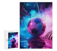 Rompecabezas para Adolescentes 300 PCS Sport Neon Football Rompecabezas para Adultos Juego De Ingenio Decoración del Hogar Regalos para Reducir El Estrés 300 PCS