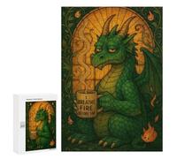 Rompecabezas para Adolescentes 300 PCS Stained Glass Coffee Dragon Rompecabezas para Adultos Juego Práctico Carrera De Velocidad Manual Desafío Educativo 300 PCS