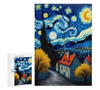 Rompecabezas para Adolescentes 300 PCS Starry Night Village Rompecabezas para Adolescentes Juegos Relajantes Regalos para Mujeres Actividades Divertidas En Casa 300 PCS