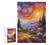 Rompecabezas para Adolescentes 300 PCS Starry Night Village V14 Rompecabezas para Adolescentes Juegos Relajantes Regalos para Mujeres Actividades Divertidas En Casa 300 PCS