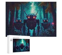 Rompecabezas para Adolescentes 300 PCS Steampunk Robots in A Mystical Forest Rompecabezas Juguetes Antiestrés Decoración Diversión En Casa Actividades, 300 PCS