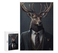 Rompecabezas para Adolescentes 300 PCS Stylish Deer in Suit Rompecabezas para Adolescentes Juguetes Antiestrés Mejora La Memoria 300 PCS