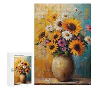 Rompecabezas para Adolescentes 300 PCS Sunflower Bouquet Painting-3 Rompecabezas para Adolescentes, Divertido Y Humorístico para Cumpleaños, Navidad, Regalos De Cumpleaños 300 PCS