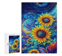 Rompecabezas para Adolescentes 300 PCS Sunflowers in The Night Sky Rompecabezas para Adolescentes Mejora La Memoria Desafiante De Completar Juego Desafiante Juguetes 300 PCS