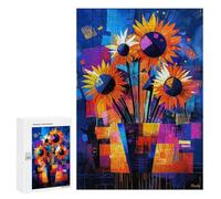 Rompecabezas para Adolescentes 300 PCS Sunflowers - Reimagined in Vibrant Abstract Rompecabezas para Adultos Juego Práctico Carrera De Velocidad Manual Desafío Educativo 300 PCS