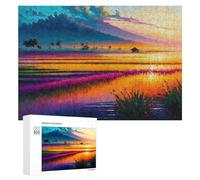 Rompecabezas para Adolescentes 300 PCS Sunset Over Fields of Color Rompecabezas para Adultos Juegos Familiares Análisis Y Lógica Actividades Divertidas En Casa 300 PCS