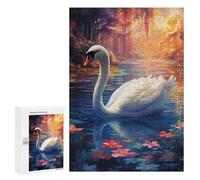 Rompecabezas para Adolescentes 300 PCS Swan in Enchanted Forest Lake Rompecabezas para Adultos Juguetes De Bricolaje Desafío Difícil Cumpleaños 300 PCS