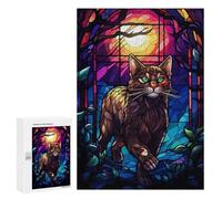 Rompecabezas para Adolescentes 300 PCS The Anggora Cat Wild Night Rompecabezas Juguetes Antiestrés Corte De Precisión Interacción Entre Padres E Hijos 300 PCS