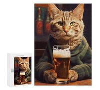 Rompecabezas para Adolescentes 300 PCS The Drinking Cat Beer Rompecabezas para Adolescentes Juguetes Antiestrés Mejora La Memoria 300 PCS