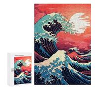 Rompecabezas para Adolescentes 300 PCS The Great Wave Retro Rompecabezas para Adultos Juego De Ingenio Decoración del Hogar Regalos para Reducir El Estrés 300 PCS
