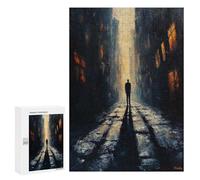 Rompecabezas para Adolescentes 300 PCS The Lone Wanderer - Moody Atmospheric Urban Scene with A Solitary Figure Rompecabezas para Adultos Juego Práctico Decoración De Pared Cumplea