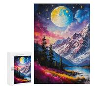 Rompecabezas para Adolescentes 300 PCS The Moon and The Mountains Rompecabezas para Adultos Juegos Relajantes Pero Divertidos Y Humorísticos 300 PCS