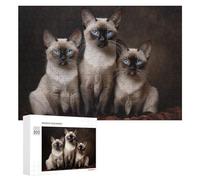 Rompecabezas para Adolescentes 300 PCS Three Siamese Cats Rompecabezas para Adultos Juegos Divertidos Decoración Perfecta como Regalos para Toda La Familia 300 PCS