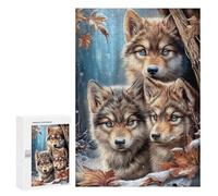 Rompecabezas para Adolescentes 300 PCS Three Wolves in Winter Forest Rompecabezas para Adultos Juegos Relajantes Decoración De Pared Actividades Divertidas En Casa 300 PCS