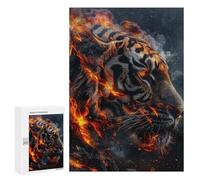 Rompecabezas para Adolescentes 300 PCS Tiger Fire Power Rompecabezas para Adultos Juego De Ingenio Alivia El Estrés Regalos Y Actividades Únicas para Cumpleaños 300 PCS