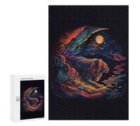 Rompecabezas para Adolescentes 300 PCS Tiger Neon Light Colors Rompecabezas para Adultos Juguetes Antiestrés Arte De Pared Interacción Entre Padres E Hijos 300 PCS