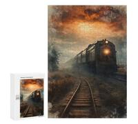 Rompecabezas para Adolescentes 300 PCS Train in Foggy Sunset Rompecabezas para Adultos Juguetes Antiestrés para La Diversión Familiar Interacción Entre Padres E Hijos 300 PCS