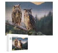 Rompecabezas para Adolescentes 300 PCS Two Owls on A Branch Rompecabezas para Adultos Juegos De Relajación Ensamblaje De Patrones Interacción Entre Padres E Hijos 300 PCS