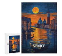 Rompecabezas para Adolescentes 300 PCS Venice Italy Night Scene Rompecabezas para Adultos Juegos Relajantes Decoración Actividades Divertidas En Casa 300 PCS