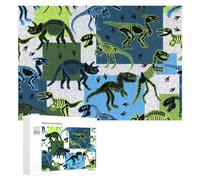 Rompecabezas para Adolescentes 300 PCS Vibrant Dinosaur Skeletons Pattern Rompecabezas para Adultos Juegos Relajantes Corte De Precisión Juego Desafiante Regalos 300 PCS