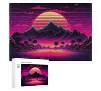 Rompecabezas para Adolescentes 300 PCS Vibrant Neon Desert Sunset Rompecabezas para Adultos Juego Práctico Que Mejora La Memoria Actividades Divertidas En Casa 300 PCS