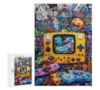 Rompecabezas para Adolescentes 300 PCS Vibrant Retro Gaming Collage -7 Rompecabezas para Adultos Juego Práctico Que Mejora La Memoria Actividades Divertidas En Casa 300 PCS