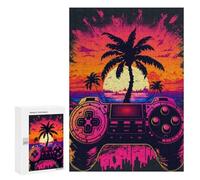 Rompecabezas para Adolescentes 300 PCS Vibrant Sunset Gamepad Art Rompecabezas para Adultos Juego Práctico Que Mejora La Memoria Actividades Divertidas En Casa 300 PCS