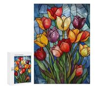 Rompecabezas para Adolescentes 300 PCS Vibrant Tulip Bouquet Rompecabezas para Adultos Juego Familiar Decoración Desafiante De Completar 300 PCS