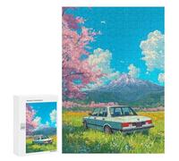 Rompecabezas para Adolescentes 300 PCS Vintage Car in Spring Japanese Rompecabezas Juguetes Antiestrés Corte De Precisión Interacción Entre Padres E Hijos 300 PCS