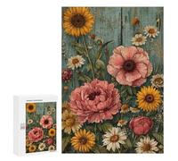 Rompecabezas para Adolescentes 300 PCS Vintage Flowers Rompecabezas para Adultos Juegos Divertidos Análisis Y Lógica Interacción Entre Padres E Hijos 300 PCS