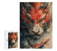 Rompecabezas para Adolescentes 300 PCS Vintage Japanese Dragon Rompecabezas para Adultos Juego De Ingenio Decoración del Hogar Regalos para Reducir El Estrés 300 PCS