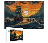 Rompecabezas para Adolescentes 300 PCS Voyage Through Sunset Seascape Rompecabezas para Adultos Juguetes De Bricolaje Desafío Difícil Cumpleaños 300 PCS