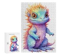 Rompecabezas para Adolescentes 300 PCS Watercolor Bearded Dragon Rompecabezas para Adultos Juego De Ingenio Ensamblaje De Patrones Interacción Entre Padres E Hijos 300 PCS