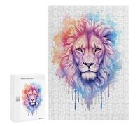 Rompecabezas para Adolescentes 300 PCS Watercolor Lion Painting Rompecabezas para Adultos Juguetes Antiestrés para La Diversión Familiar Interacción Entre Padres E Hijos 300 PCS
