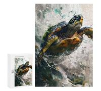Rompecabezas para Adolescentes 300 PCS Watercolor Sea Turtle Rompecabezas para Adultos Juguetes Antiestrés para La Diversión Familiar Interacción Entre Padres E Hijos 300 PCS