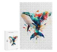 Rompecabezas para Adolescentes 300 PCS Watercolor Whale Painting Rompecabezas Juguetes Antiestrés Corte De Precisión Interacción Entre Padres E Hijos 300 PCS