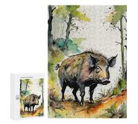 Rompecabezas para Adolescentes 300 PCS Watercolor Wild Boar Rompecabezas para Adultos Juguetes Antiestrés Arte De Pared Interacción Entre Padres E Hijos 300 PCS