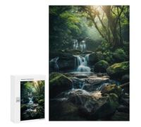 Rompecabezas para Adolescentes 300 PCS Waterfall in Green Nature Rompecabezas para Adultos Juegos Relajantes Decoración Perfecta Regalos De Cumpleaños Y Únicos 300 PCS
