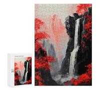 Rompecabezas para Adolescentes 300 PCS Waterfall in Red Forest Rompecabezas Juguetes Antiestrés Corte De Precisión Interacción Entre Padres E Hijos 300 PCS