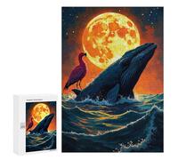 Rompecabezas para Adolescentes 300 PCS Whale, Flamingo, and Moon Fantasy Art Rompecabezas para Adultos Juegos Relajantes Decoración Actividades Divertidas En Casa 300 PCS