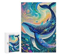 Rompecabezas para Adolescentes 300 PCS Whale in Colorful Abstract Ocean Rompecabezas para Adultos Juegos Relajantes Decoración Actividades Divertidas En Casa 300 PCS