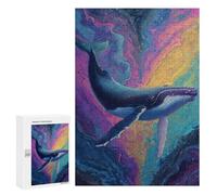 Rompecabezas para Adolescentes 300 PCS Whale in Colorful Ocean Rompecabezas para Adultos Actividades Familiares Interacción Entre Padres E Hijos Hermoso Juego De Diseño 300 PCS