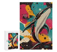 Rompecabezas para Adolescentes 300 PCS Whale in Space Majestic Whale Pop Art Vibrant and Dynamic Whale Design Rompecabezas para Adultos Juego Familiar Decoración Desafiante De Completar 300
