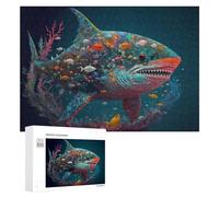 Rompecabezas para Adolescentes 300 PCS Whale Shark in A Sea of Colorful Fish Rompecabezas Juguetes Antiestrés Decoración Diversión En Casa Actividades, 300 PCS