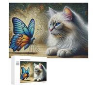 Rompecabezas para Adolescentes 300 PCS Whispering Wings A Cat'S Curious Encounter with Nature's Symphony Rompecabezas para Adultos Juegos Familiares Análisis Y Lógica Actividades Divertidas En Casa 3