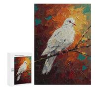 Rompecabezas para Adolescentes 300 PCS White Dove on Branch Oil Painting Rompecabezas para Adultos Juegos Relajantes Decoración Actividades Divertidas En Casa 300 PCS