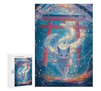 Rompecabezas para Adolescentes 300 PCS White Kitsune Fox Spirit Rompecabezas para Adultos Juguetes Antiestrés Arte De Pared Interacción Entre Padres E Hijos 300 PCS