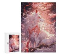 Rompecabezas para Adolescentes 300 PCS White Kitsune of Sakura Rompecabezas para Adultos Juegos Relajantes Desafío Difícil Desafío Educativo 300 PCS